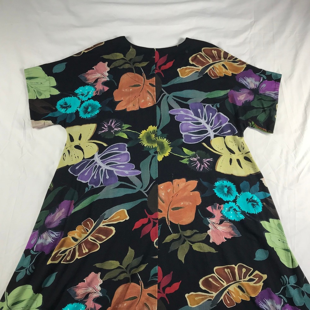 Alembika Black Tropical Floral Monstera Print A-Line Midi Dress Size 0 - Picture 9 of 10